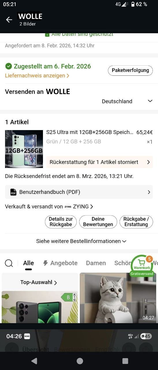 Bestellung Mitte Maerz