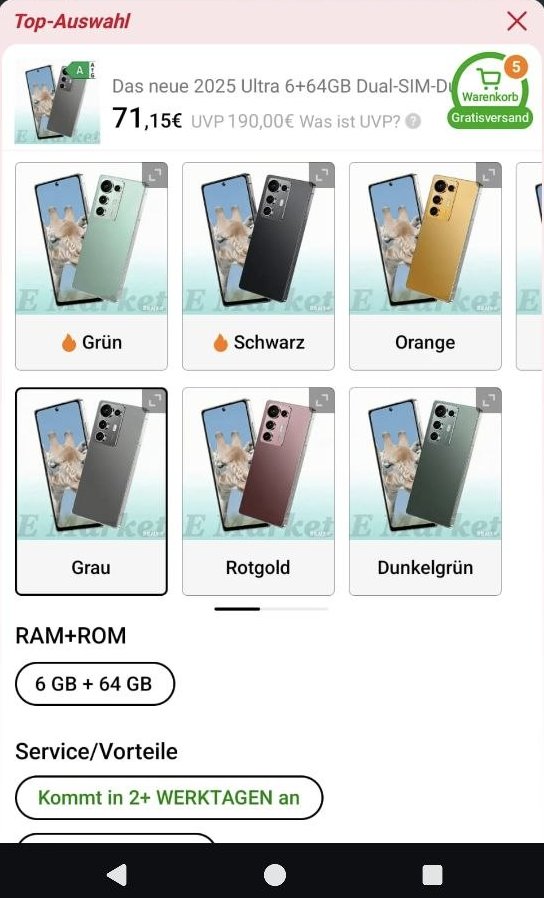 Temu Angebot